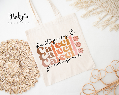 Cafecito y chisme tote bag